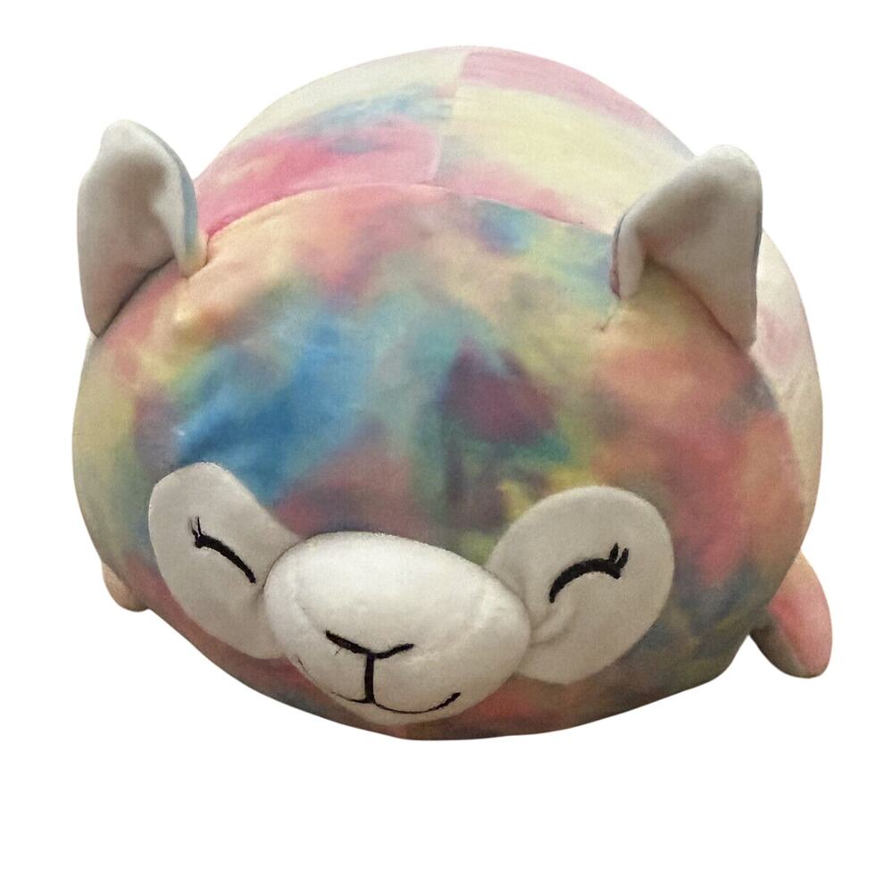 Linzy Comfort Cat Plush Kitty Tie Dye Watercolor Plush Stuffed Animal Toy 16"